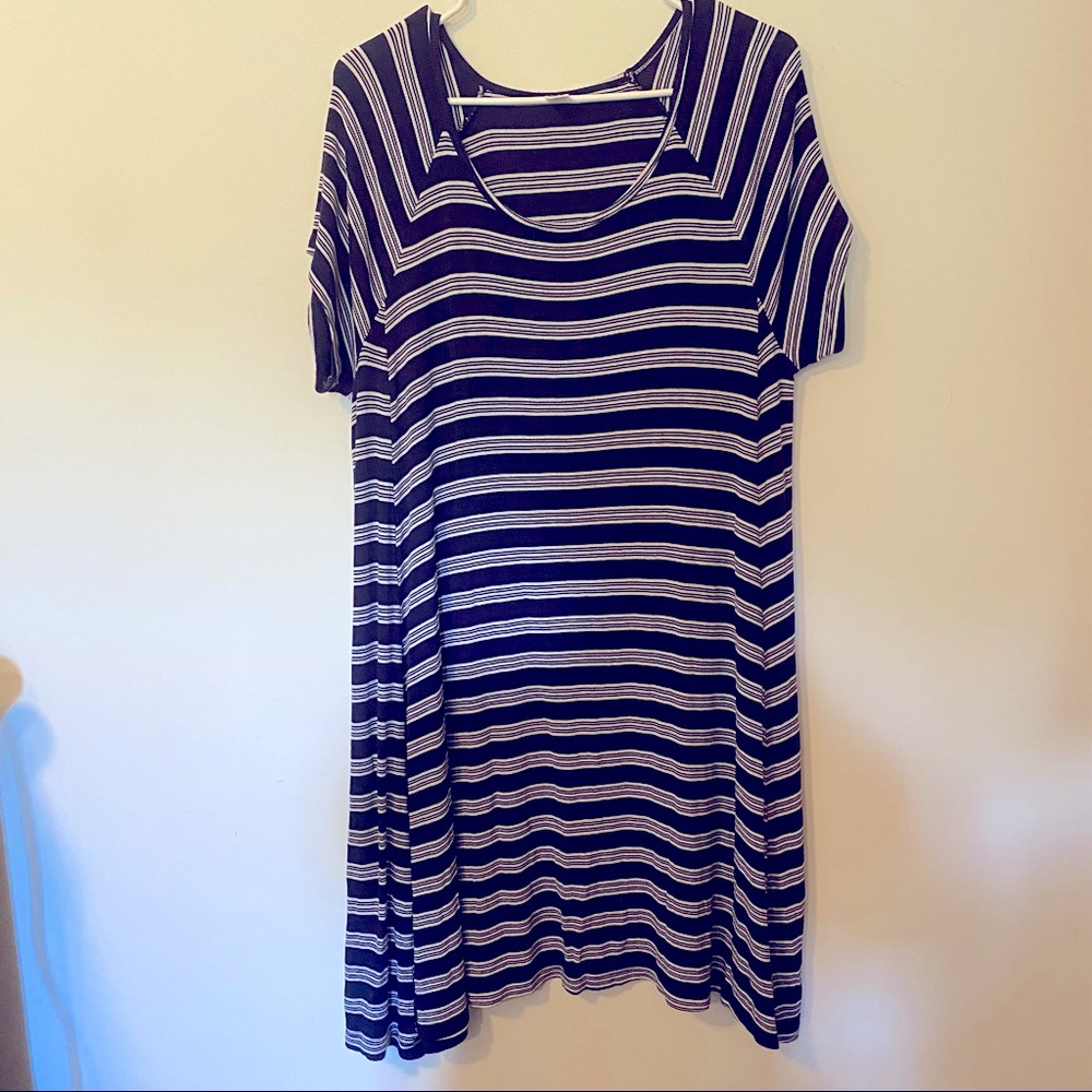 COPY - Old Navy Blue and White Striped Short Sleeve Swing Dress
